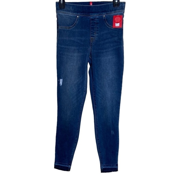 NWT SPANX Distressed Ankle Skinny Jeans Medium Wash size Small - Picture 2 of 7